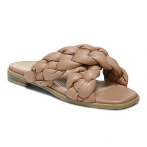 Vionic Kalina braided puffy strap slide sandals tan